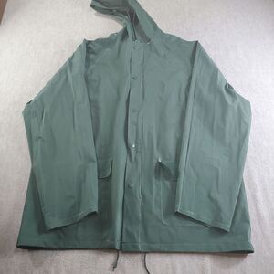 Bass Pro Shop Rain Suit Mens Large Green Fishing Hooded Jacket Snap Pants Set